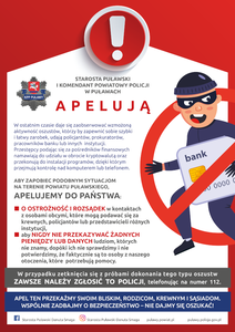 Powiększ grafikę: Plakat - Apel o uwagę na oszustów