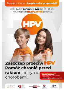Wyświetla grafikę w większym rozmiarze w nakładce: Bezpłatne szczepienia przeciw HPV - Plakat