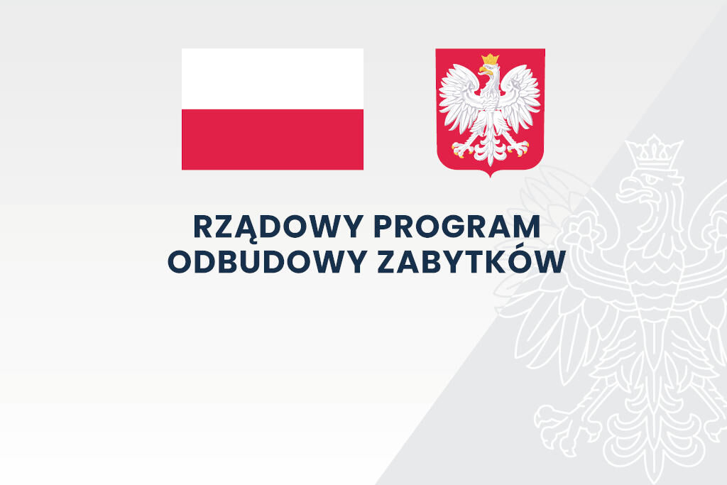 Flaga Polski, Godło Polski i napis Rządowy Program Odbudowy Zabytków