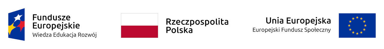 Logotyp Funduszy Europejskich, flaga Polski, flaga Unii Europejskiej i napis Unia Europejska i Europejski Fundusz Społeczny